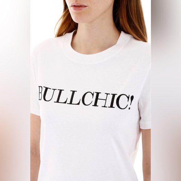 MOSCHINO Bullchic Print T-Shirt Women’s Short Sleeve Size 4 White - Picture 2 of 16